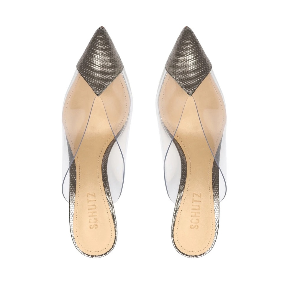 SCHUTZ Eugenia Metallic Leather VInyl Mule - Picture 3 of 7